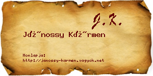 Jánossy Kármen névjegykártya